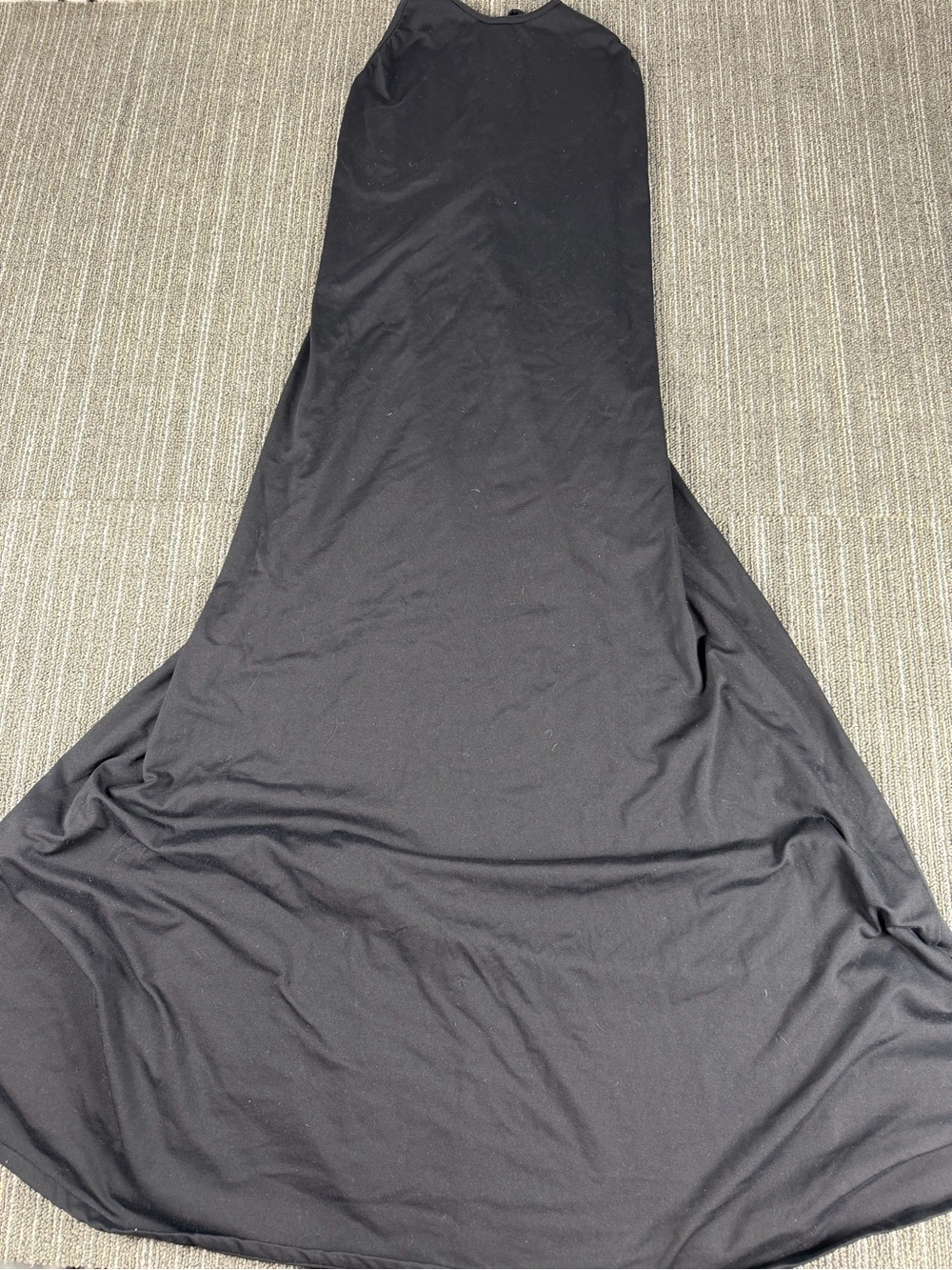 Vintage Moda International Long Black Maxi Dress Strappy Back Detail Stretchy